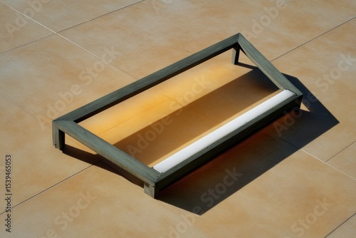 Modern light fixture on tiled floor