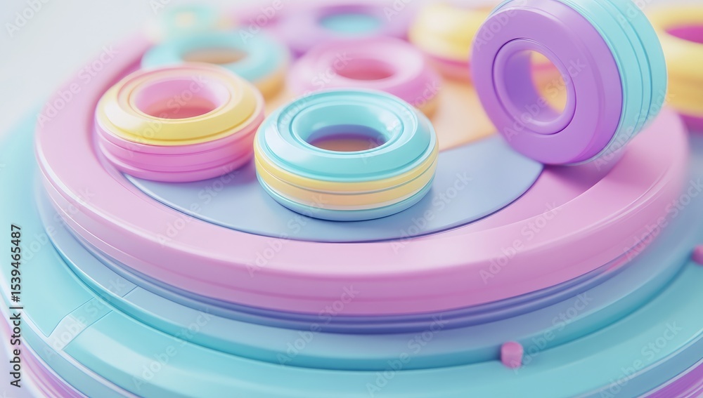 Abstract 3D composition of layered, colorful rings Abstract 3D composition of layered, colorful rings