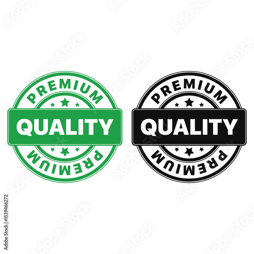 Quality Premium Green and Black Icon Vector Stamp