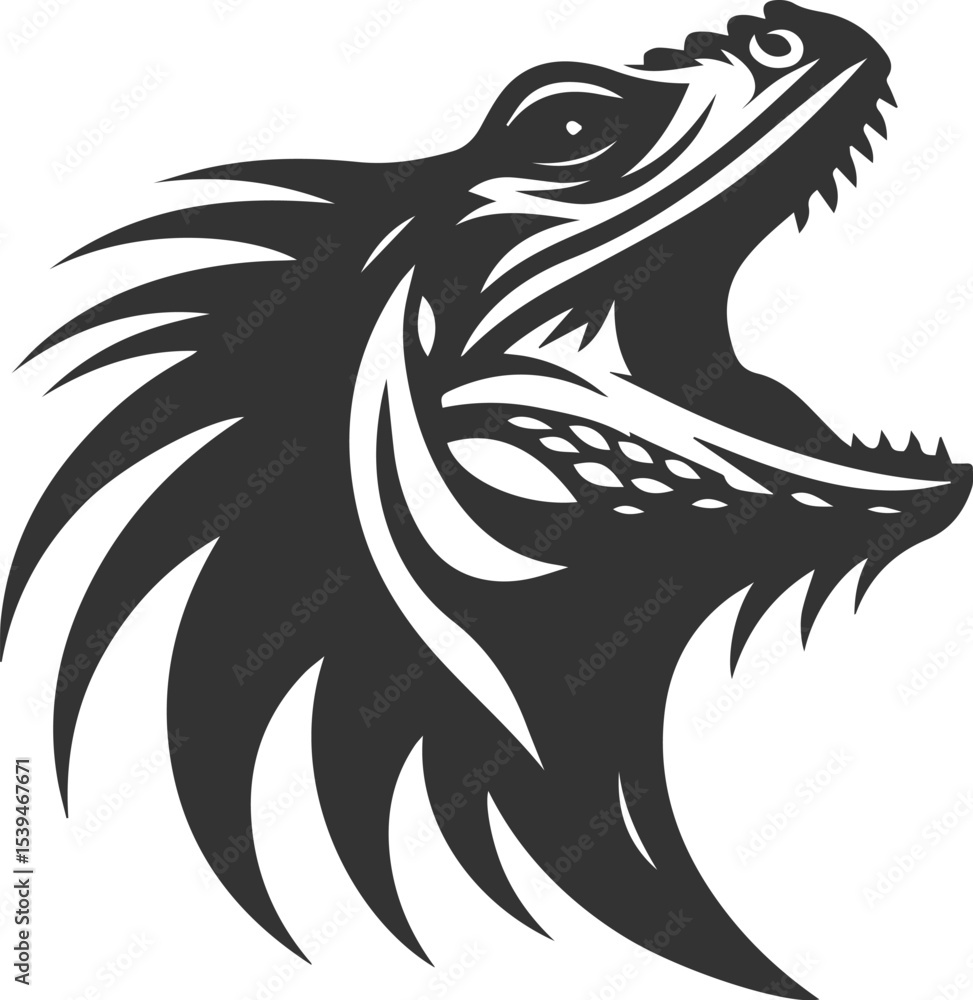 Animal vector silhouette of a iguana black illustration drawing Animal vector silhouette of a iguana black illustration drawing