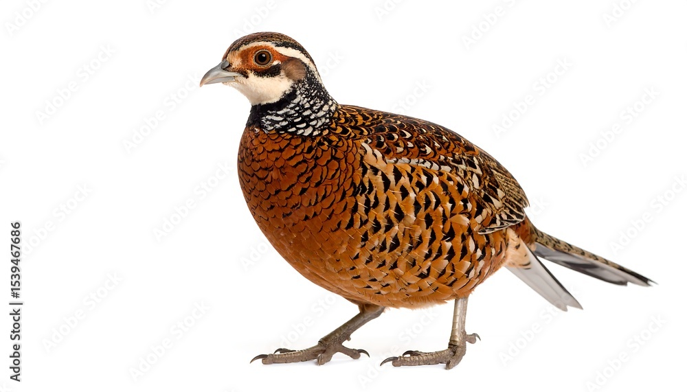 Fototapeta premium Chestnutbreasted Partridge with white background.