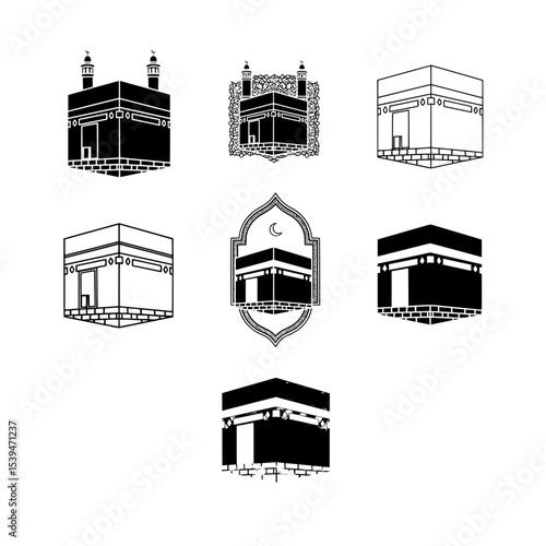 Kaaba doodle icon illustration 