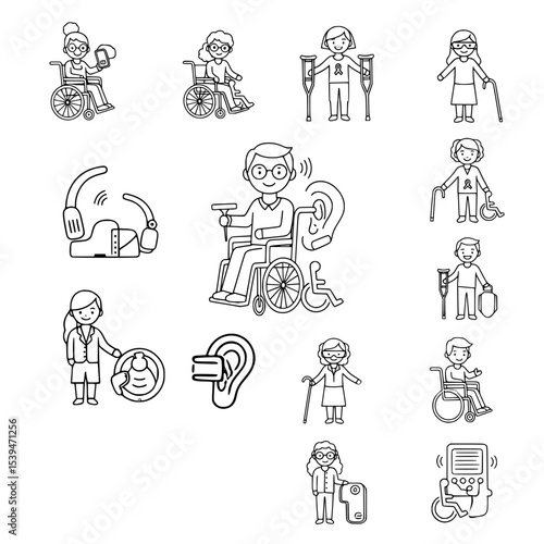 disability doodle icon illustration 