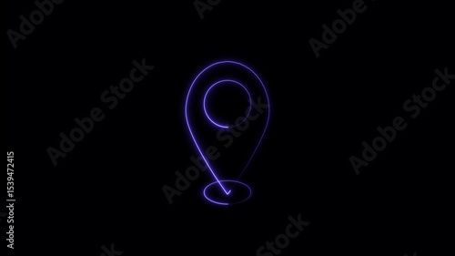 Glowing neon Location icon animation .