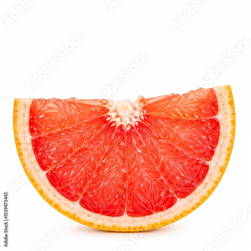 Grapefruit slice displays vibrant texture against a clean bright backdrop emphasizing freshness and natural appeal