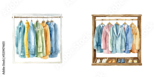 clothes valet watercolor vector illustration