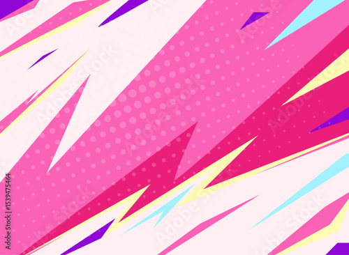 ピンクのダイナミック背景 ポップアート 鋭いライン イラスト