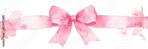 Watercolor ribbon bow with floral accents