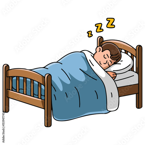 cartoon baby sleeping in bed isolated vector illustration on white background
