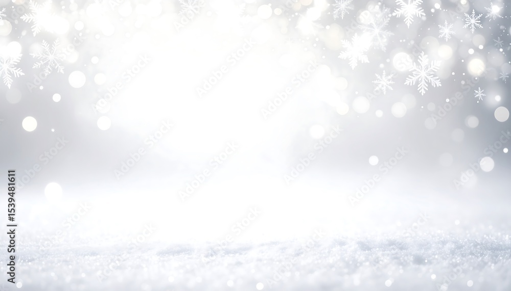 Fototapeta premium Frosted Winter Wonderland Background Sparkling Snow, Subtle Fog, and Delicate Snowflakes