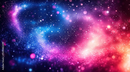 Wallpaper Mural Vibrant colorful sparkling particles floating in a dark space creating a cosmic and magical atmosphere with blue, purple, pink, and orange hues Torontodigital.ca