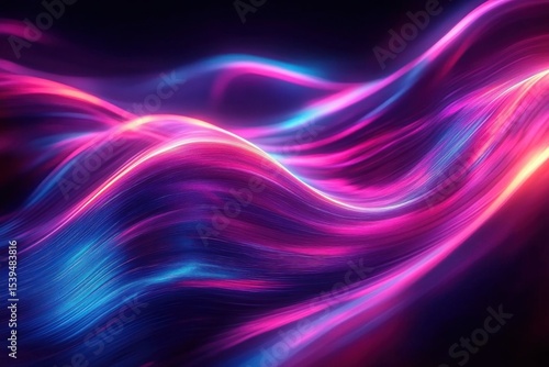 smooth flowing waves of vibrant pink, purple, and blue light creating an abstract, dynamic, and luminous effect with a sense of motion and fluidity
