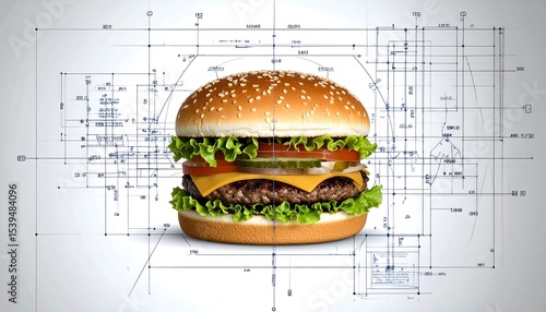 Blueprint Cheeseburger Design.