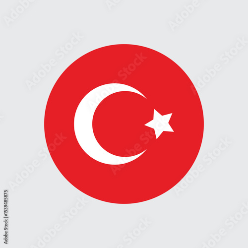 turkey circle round flag icon button vector sign symbol