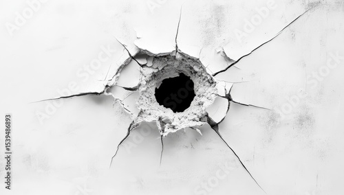A black hole in a cracked white surface