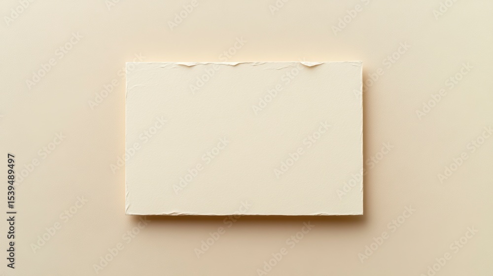 Blank off-white textured rectangle on beige background. Blank off-white textured rectangle on beige background.