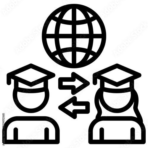 student mobility programs line icon