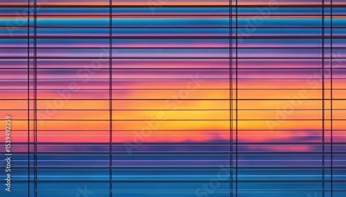 Wallpaper Mural Sunset viewed through horizontal blinds Torontodigital.ca