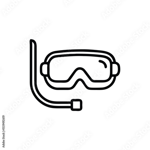 Snorkeling mask line art illustration diving gear water sports equipment
