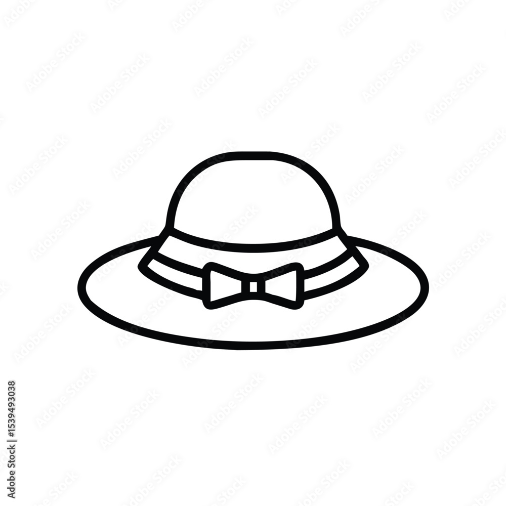 Elegant womens sun hat line art illustration fashion accessory design Elegant womens sun hat line art illustration fashion accessory design