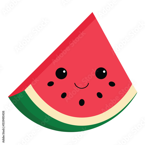 Cartoonish upside down watermelon slice illustration fun vibrant vector graphic design