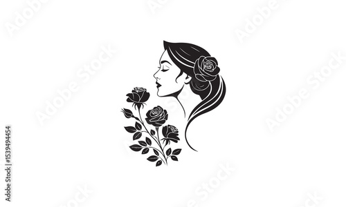 Elegant Woman With Roses