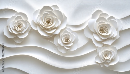 White paper roses on wavy background (1)