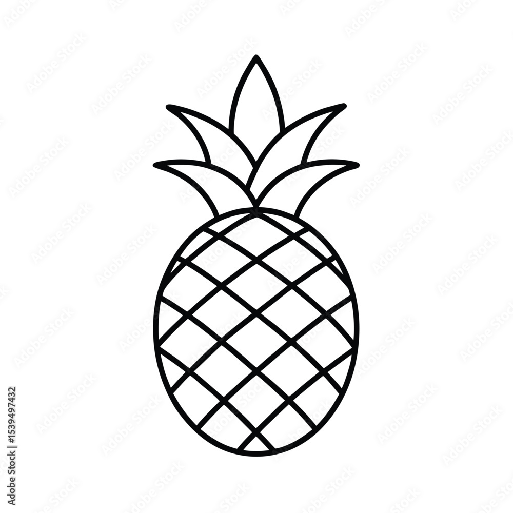 Fototapeta premium Flat Style Pineapple Bold Line Art Summer Clipart Vector