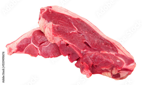 Photos Fresh raw lamb rump steak meat also known as lamb chump isolated on a white back