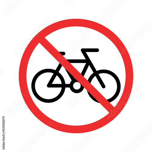 No cycling sign. Bicycle icon with a red circle crossed out