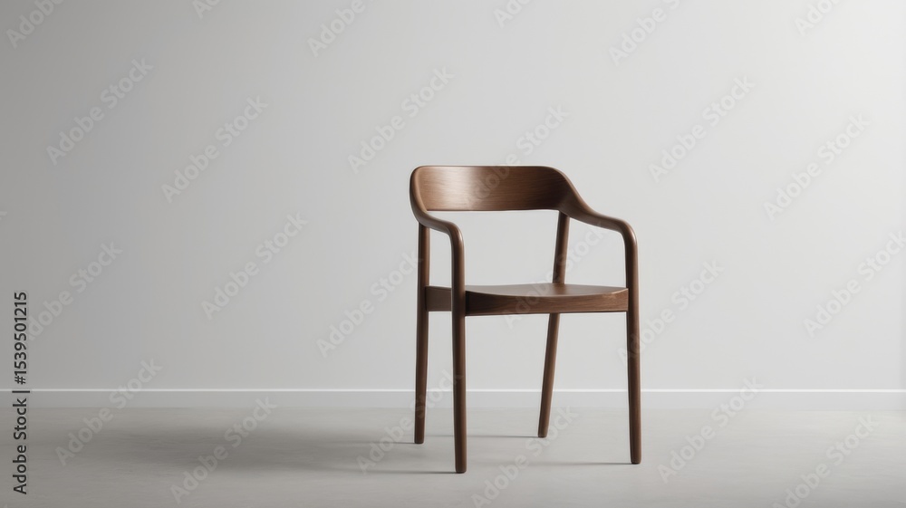 Comfortable armchair and wood furniture in a stylish empty room interior design Comfortable armchair and wood furniture in a stylish empty room interior design