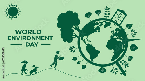 A vibrant, stylized graphic promoting World Environment Day Celebrated on June 5