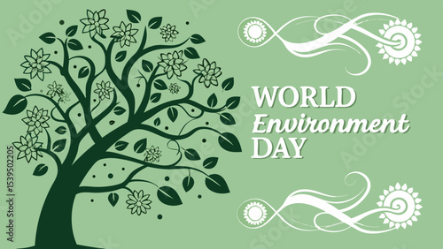 A vibrant, stylized graphic promoting World Environment Day Celebrated on June 5