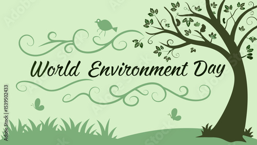 A vibrant, stylized graphic promoting World Environment Day Celebrated on June 5