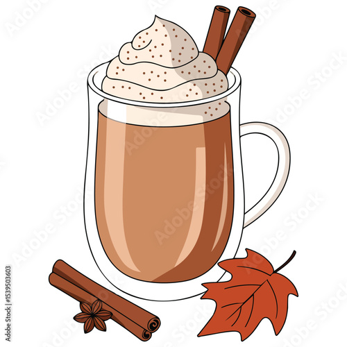 autumn coffee drink pumpkin spice latte isolated vector illustration