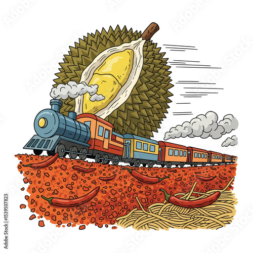 Durian Train Journey Through Spicy Chili and Noodles.