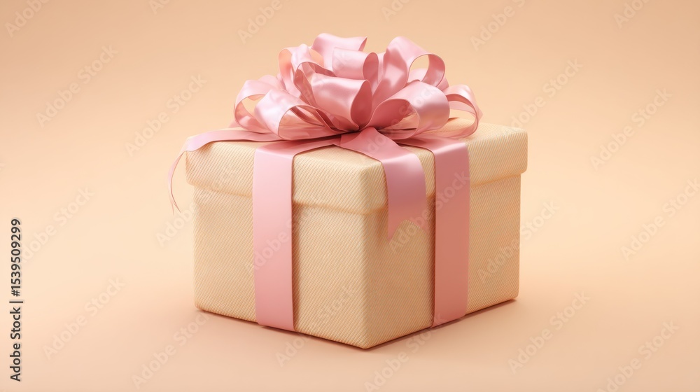 Fototapeta premium Pastel-colored gift box with pink ribbon
