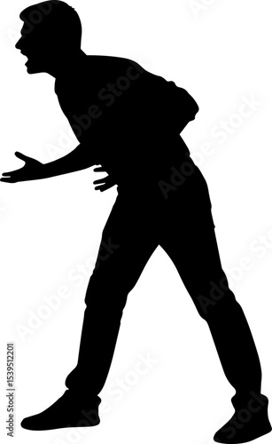 Angry young man silhouette gesturing in frustration