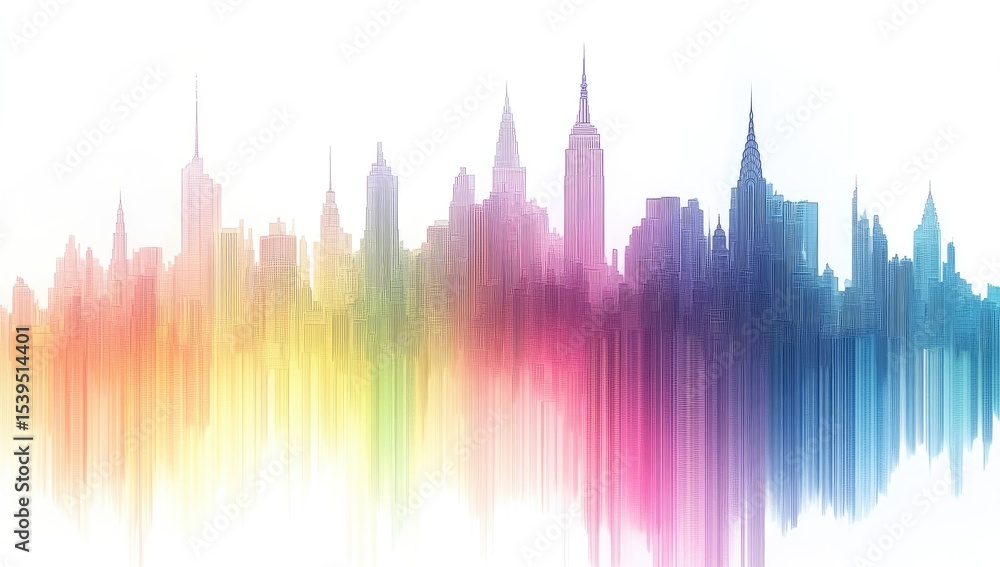 Obraz premium Colorful, abstract city skyline