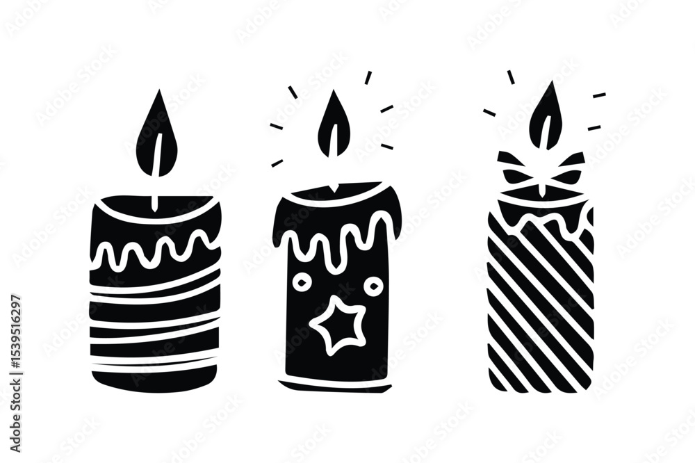 vector illustration of a Festive Candle Silhouette Trio – Holiday Decorative Flame Vector Clipart vector illustration of a Festive Candle Silhouette Trio – Holiday Decorative Flame Vector Clipart