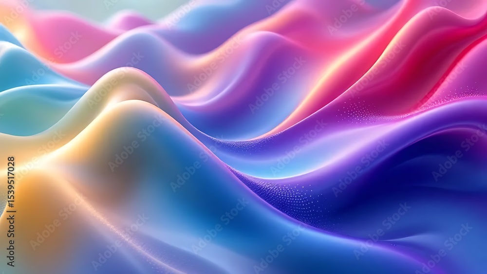 Obraz premium Abstract flowing gradients with glossy reflections and fractal edges, forming dynamic color harmonies as if dancing to music. Ideal for modern art, motion design, or digital backgrounds