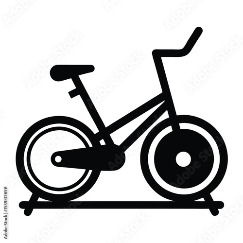 Isolated stationary exercise bike icon on white background