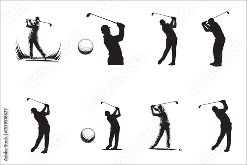 Golfer Swing Silhouette Design

Professional Golfer Vector Art

Golf Club Swing Illustration

Dynamic Golf Pose Silhouette

Tee Off Golfer Clipart Graphic