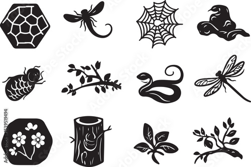 set of vector elements for design,flower, vector, floral, design, pattern, decoration, tattoo, illustration, black, ornament, silhouette, art, leaf, set, element, plant, nature, butterfly, swirl, symb