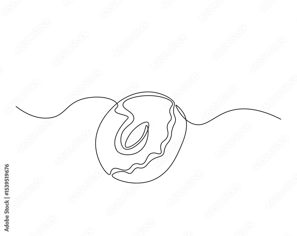 Obraz premium Donut for desset outline drawing illustration. one continuous line drawing of donut cake.