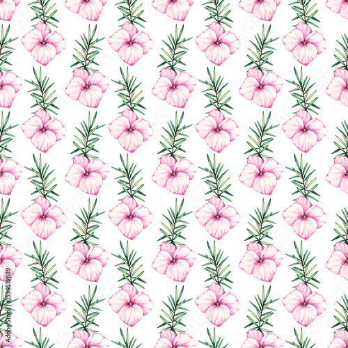 Wallpaper Mural Seamless pattern with flowers and needles. Watercolor botanical seamless pattern. Illustration for design of cards, invitations and branding Torontodigital.ca
