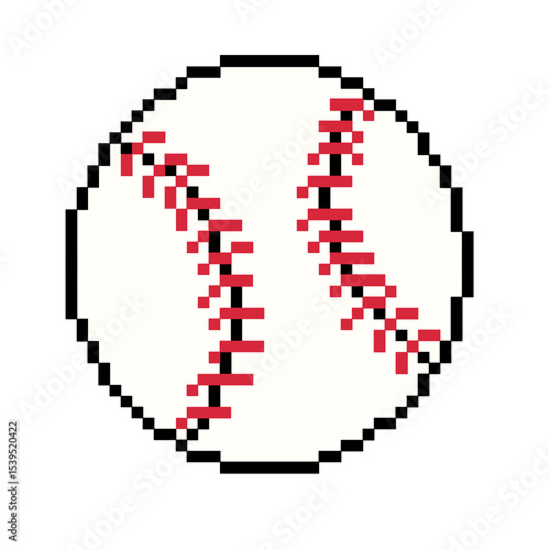 Flat design pixel art baseball illustration