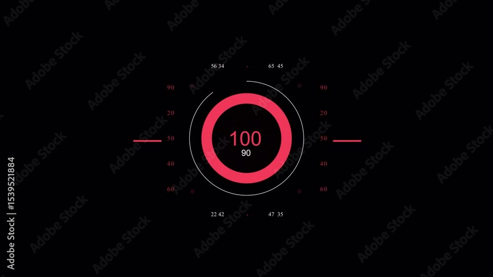 A digital and futuristic animated loading bar displayed in a circular ...