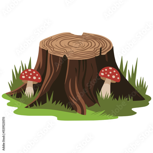isolated tree stump vector illustration on white background