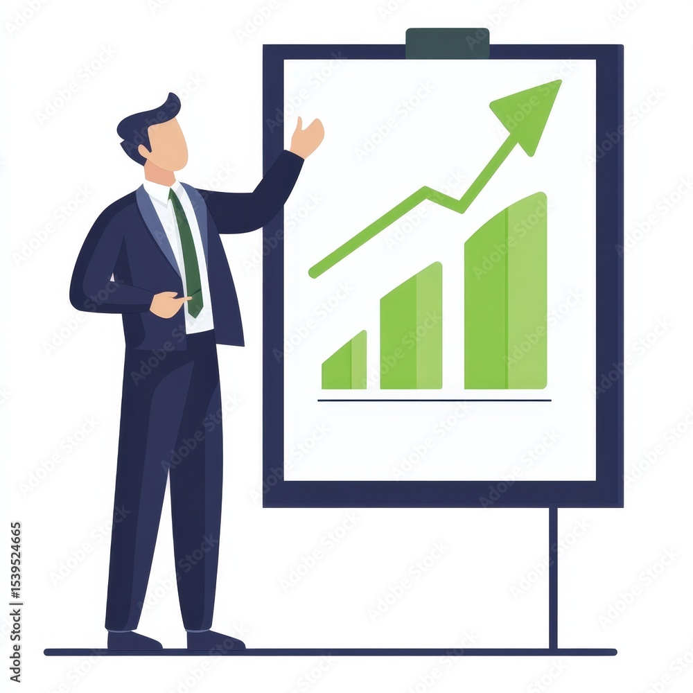 Businessman Presenting Growth Chart Businessman Presenting Growth Chart